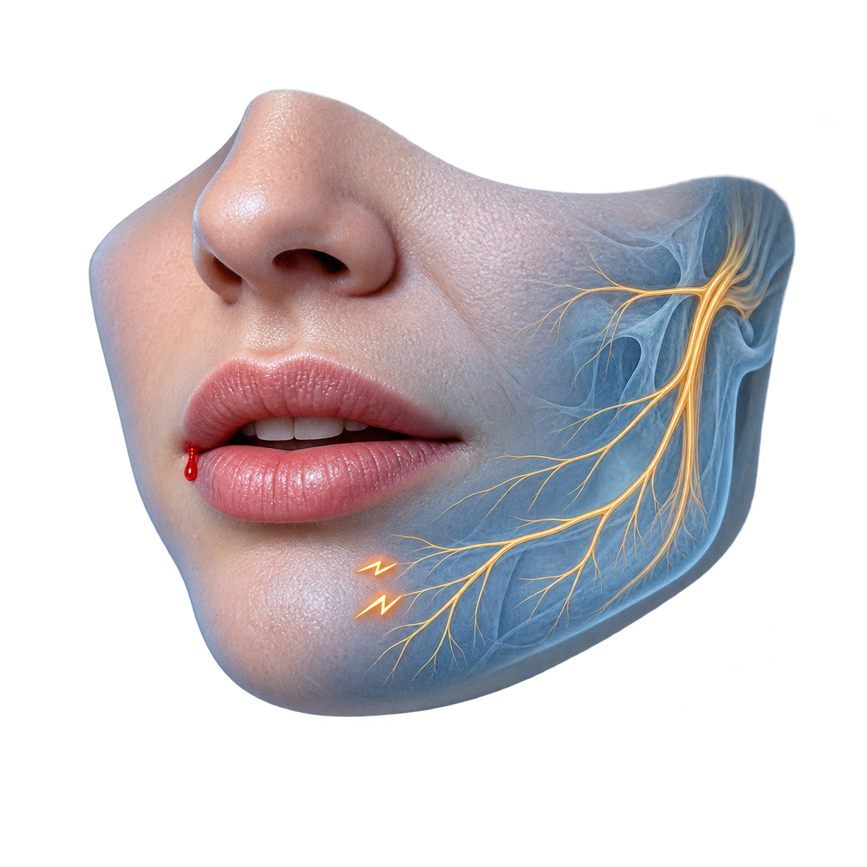 Oral bleeding and facial numbness